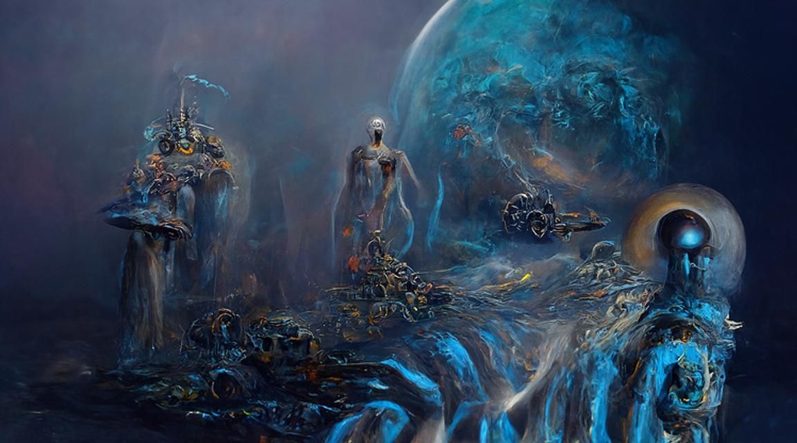 Goddess of Spring Pagan Worship in Dark Sci-Fi Style