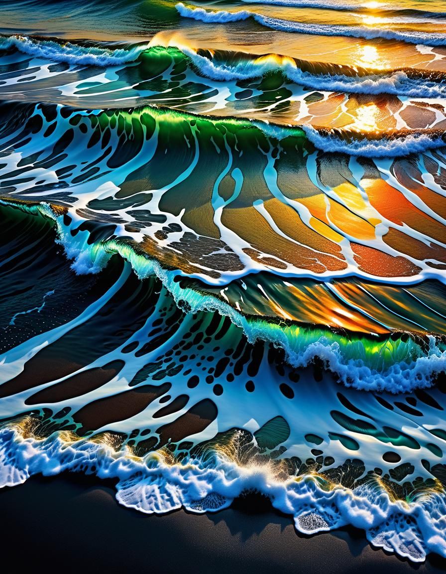 Majestic Ocean Waves at Sunrise in Surreal Seascape