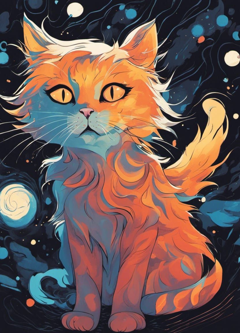 Adorable Cat in Cinematic Style with Dark Vortex