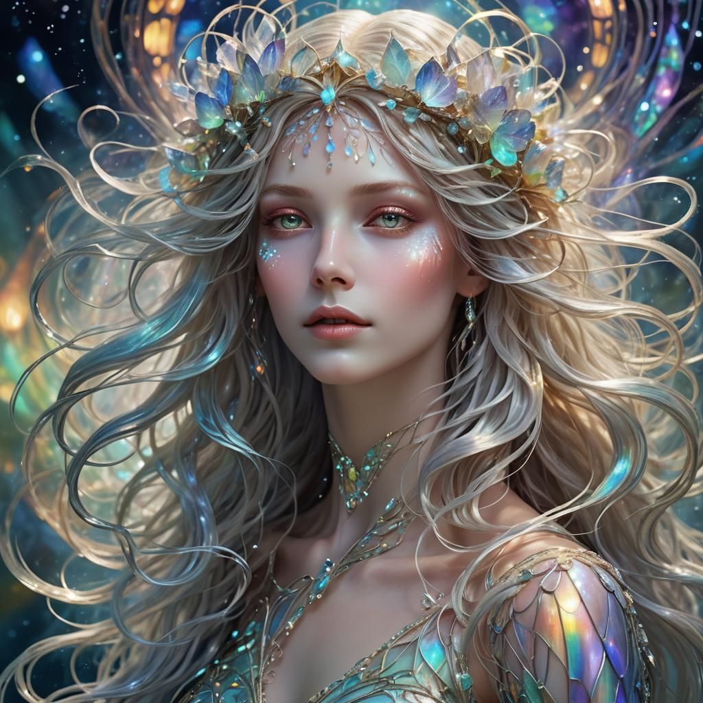 Celestial Woman Portrait in Art Nouveau Style