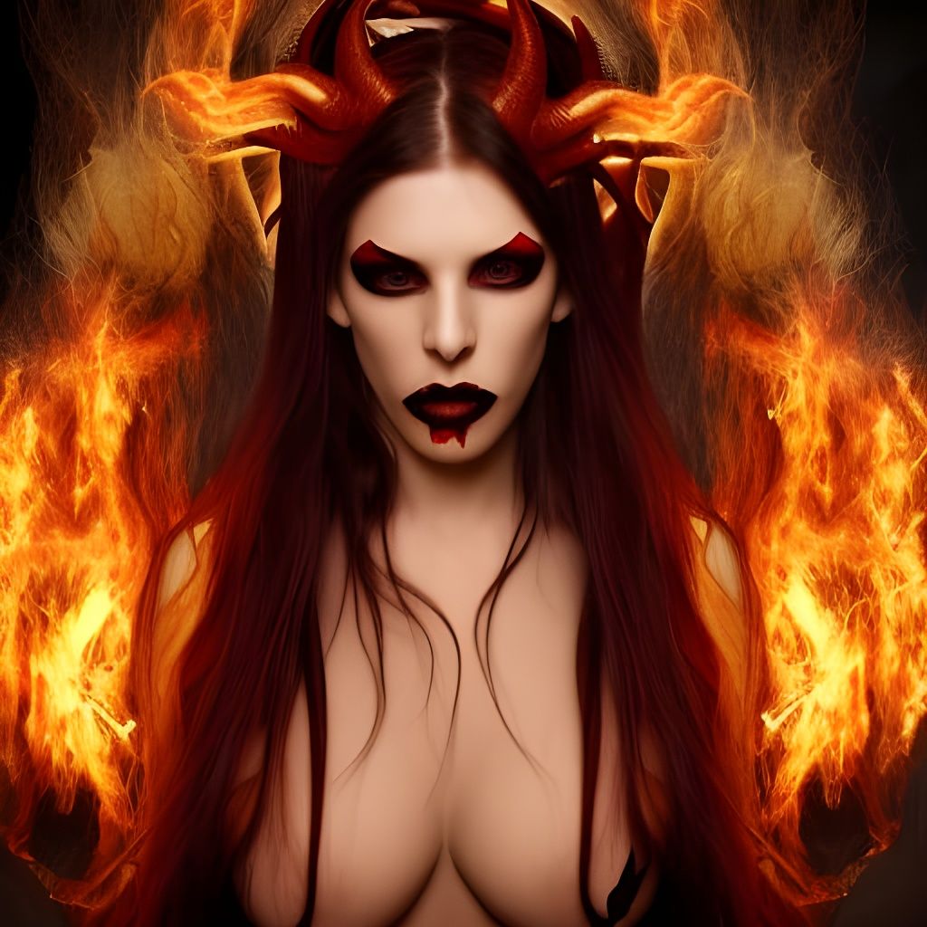 Attractive Female Devil Portrait in Karol Bak Style