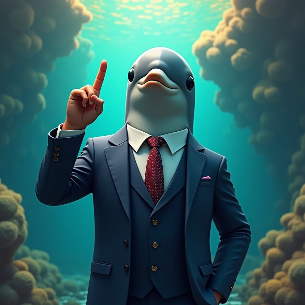 Dolphin Man in Suit: Fantasy Concept Art
