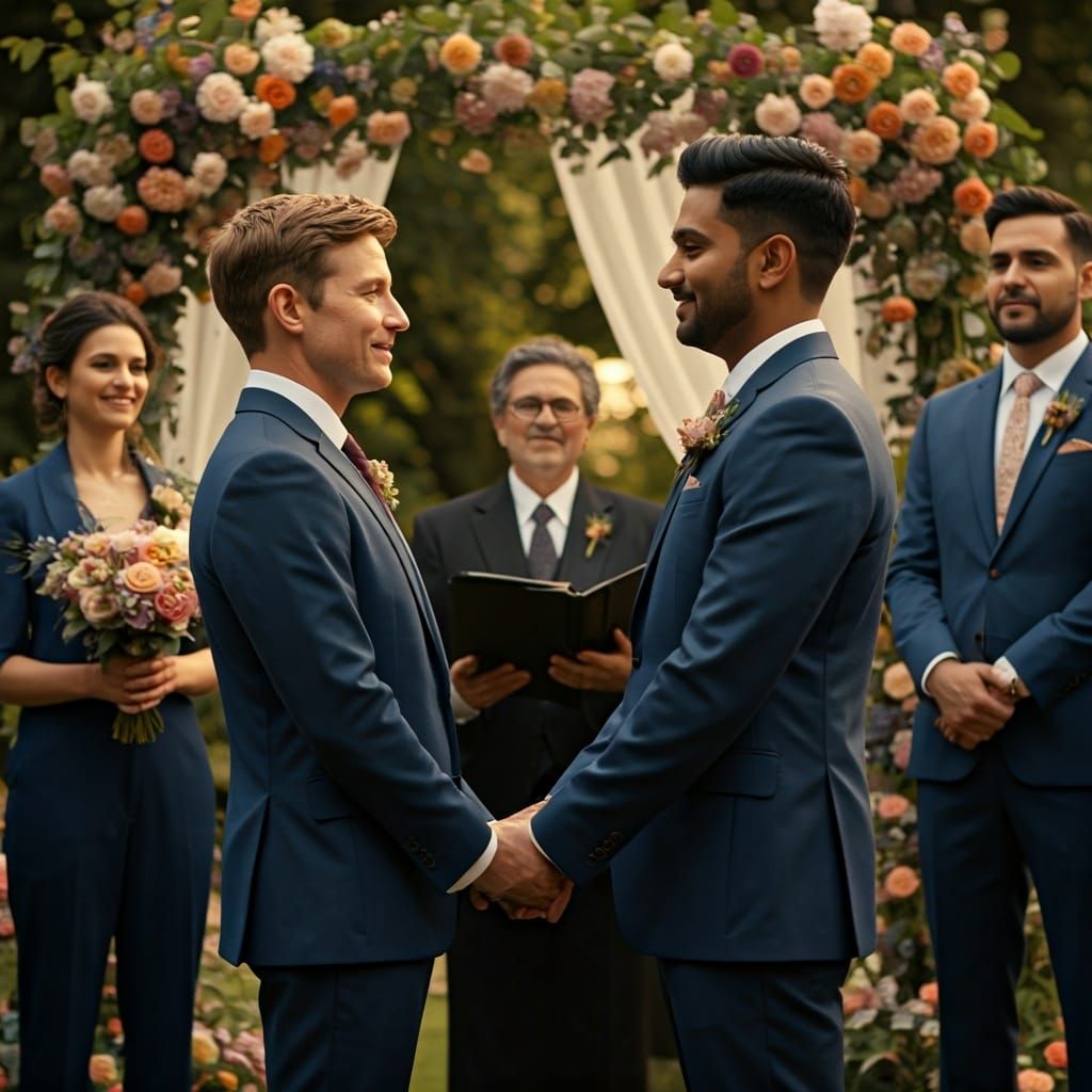 Gay Wedding Ceremony in Summer, Cinematic Style