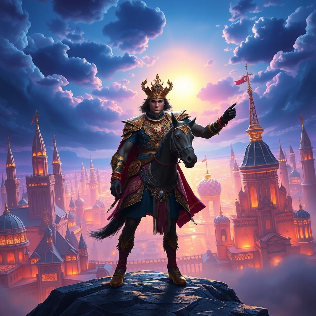 Heroic Figure in Mystical Metropolis