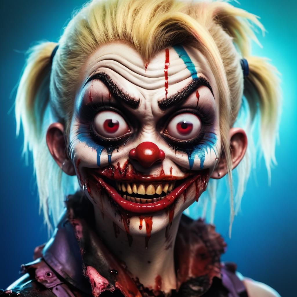 Hyper-Realistic Zombie Clown Monkey Digital Art