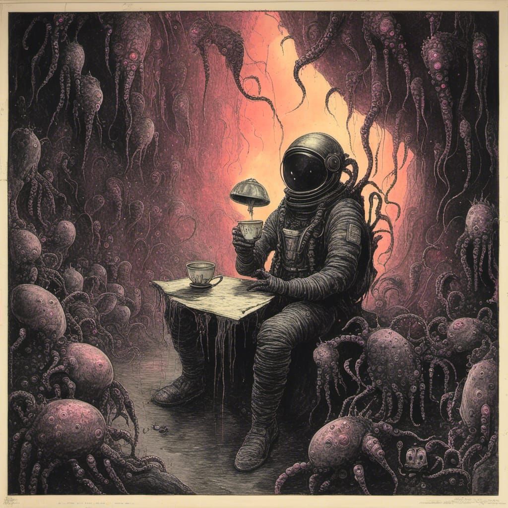 Astronaut's Tea Party with Alien Bugs