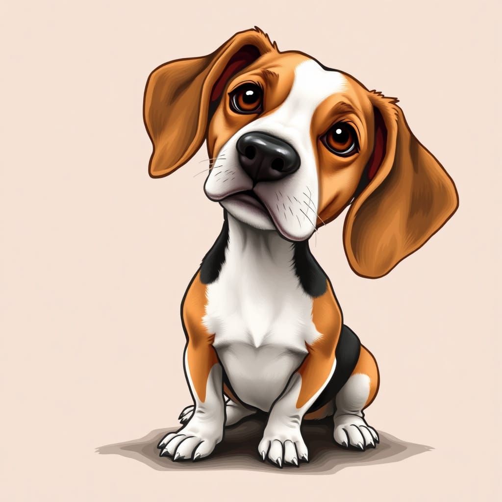 Funny Beagle Dog Caricature Art