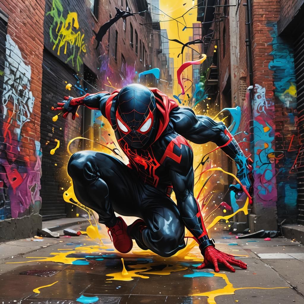 Vibrant Street Art Mural with Spider-Man