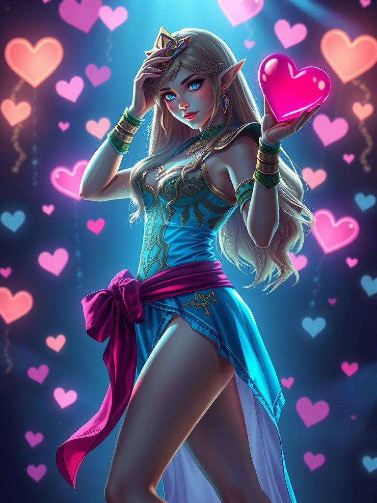 Zelda Ready for Party in Digital Art Style