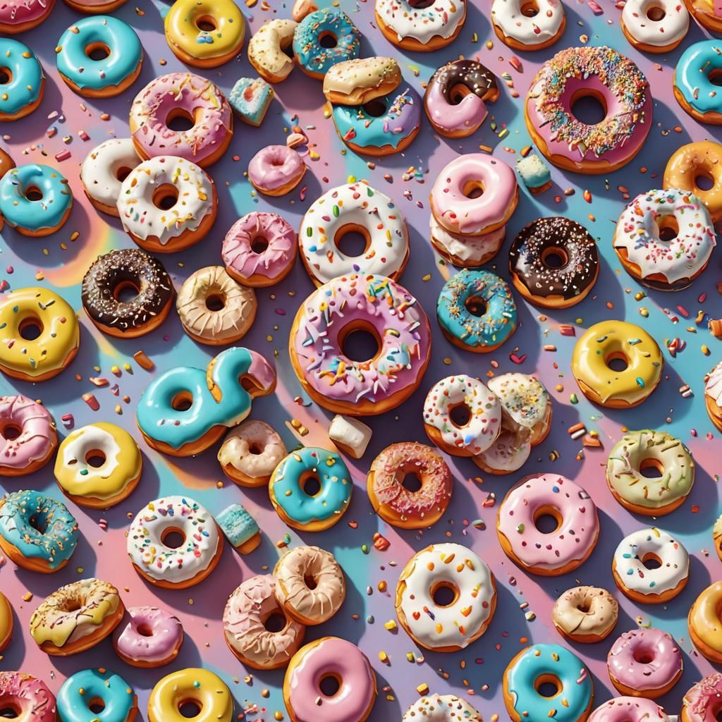 Colorful Donuts with Sprinkles: Oil Painting Style