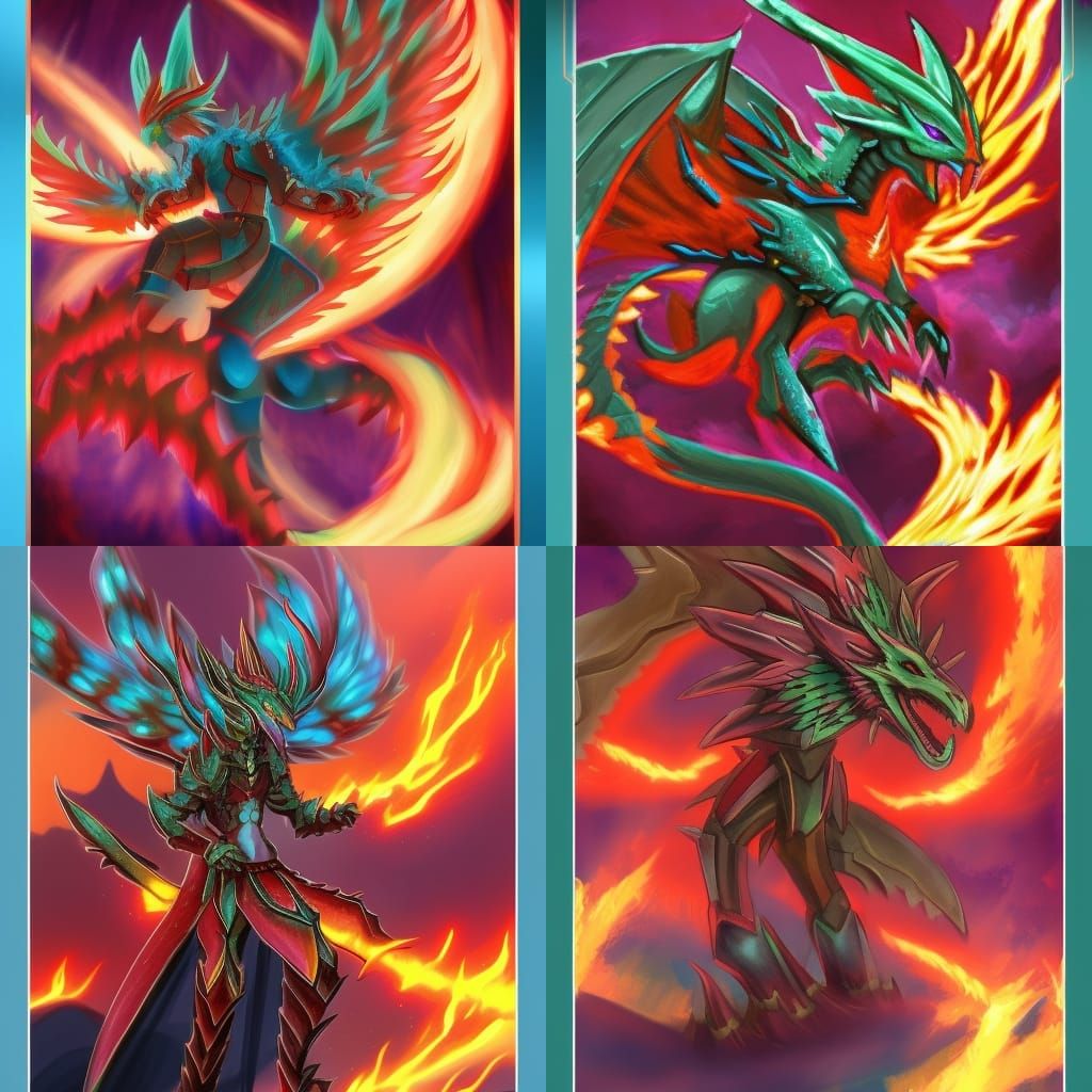 Fiery Armored Dragon in Anime Style