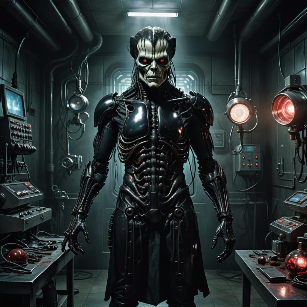 Surreal Psychotic Doctor in Dimly Lit Operating Room