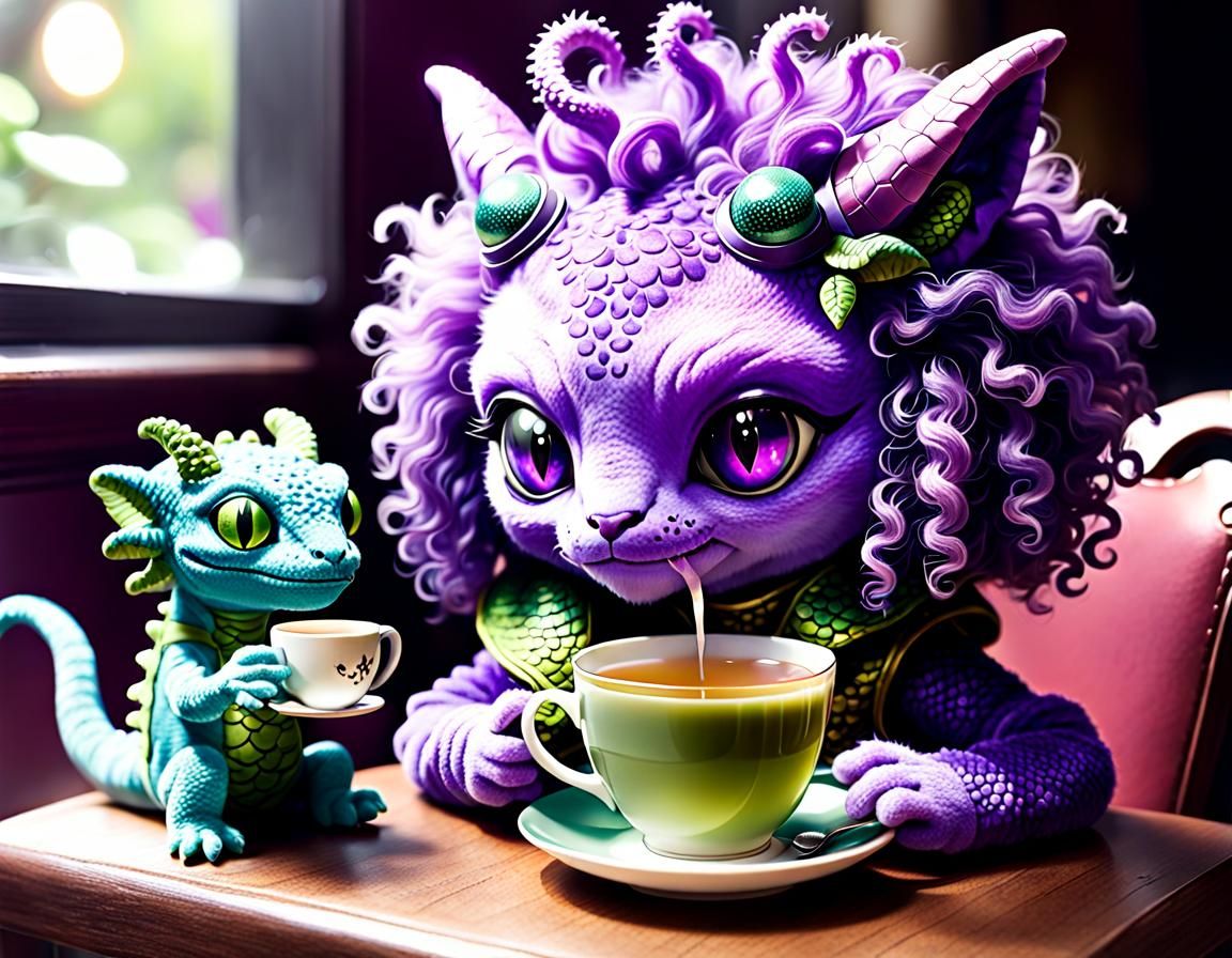 Friendly Alien and Dragon Tea Party