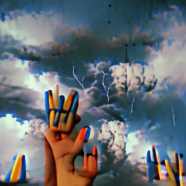 Minimalist Fingers in Sky During Thunderstorm