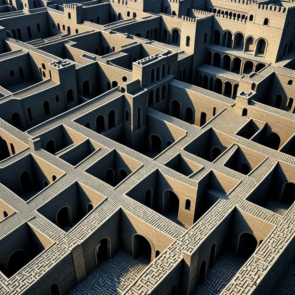 Intricate Medieval Maze Inspired by Escher