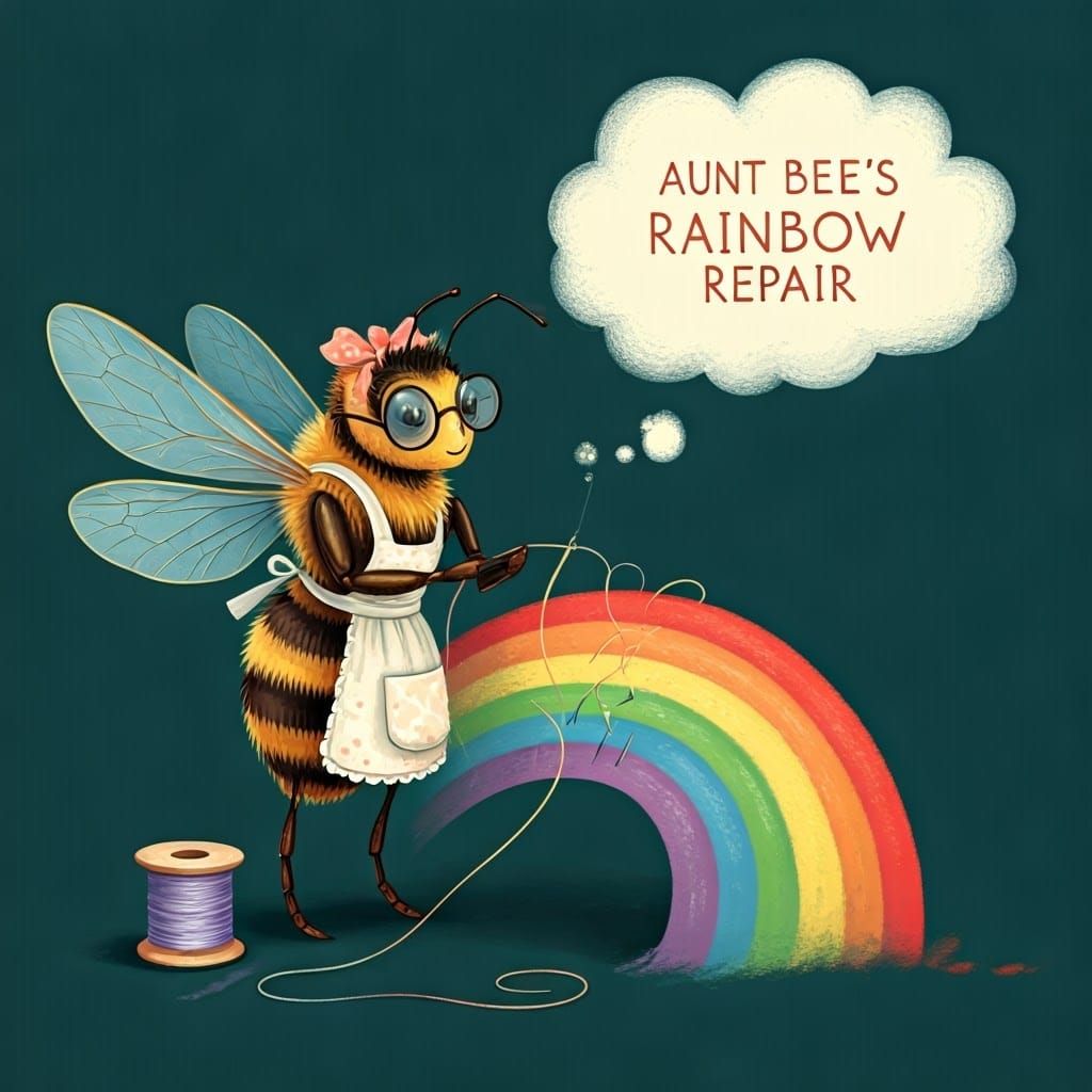 Whimsical Rainbow Repair in a Dreamlike Atmosphere