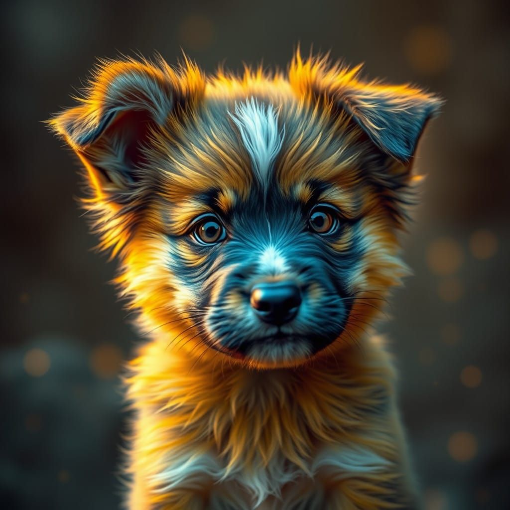 Mystical Puppy Portrait in Vibrant Digital Painting