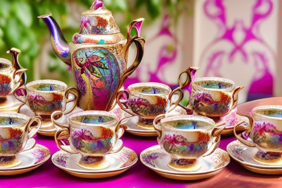 Art Nouveau Fairy Tea Set in Iridescent Colors