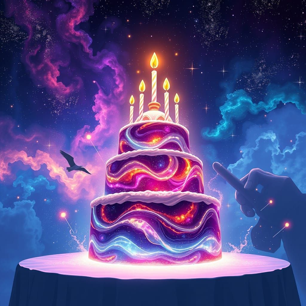 Cosmic Cake: A Celestial Anime Art Creation