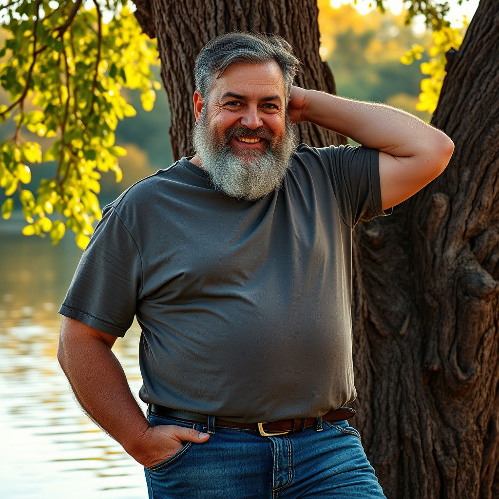 Charming Man with Beard Portrait in Hyperrealism Style