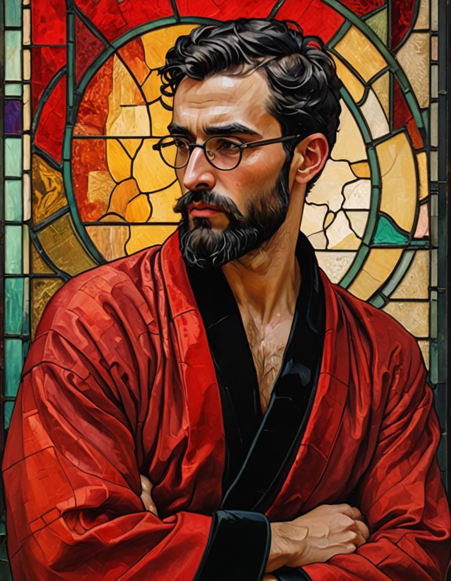 Stained Glass Portrait of a Handsome Man
