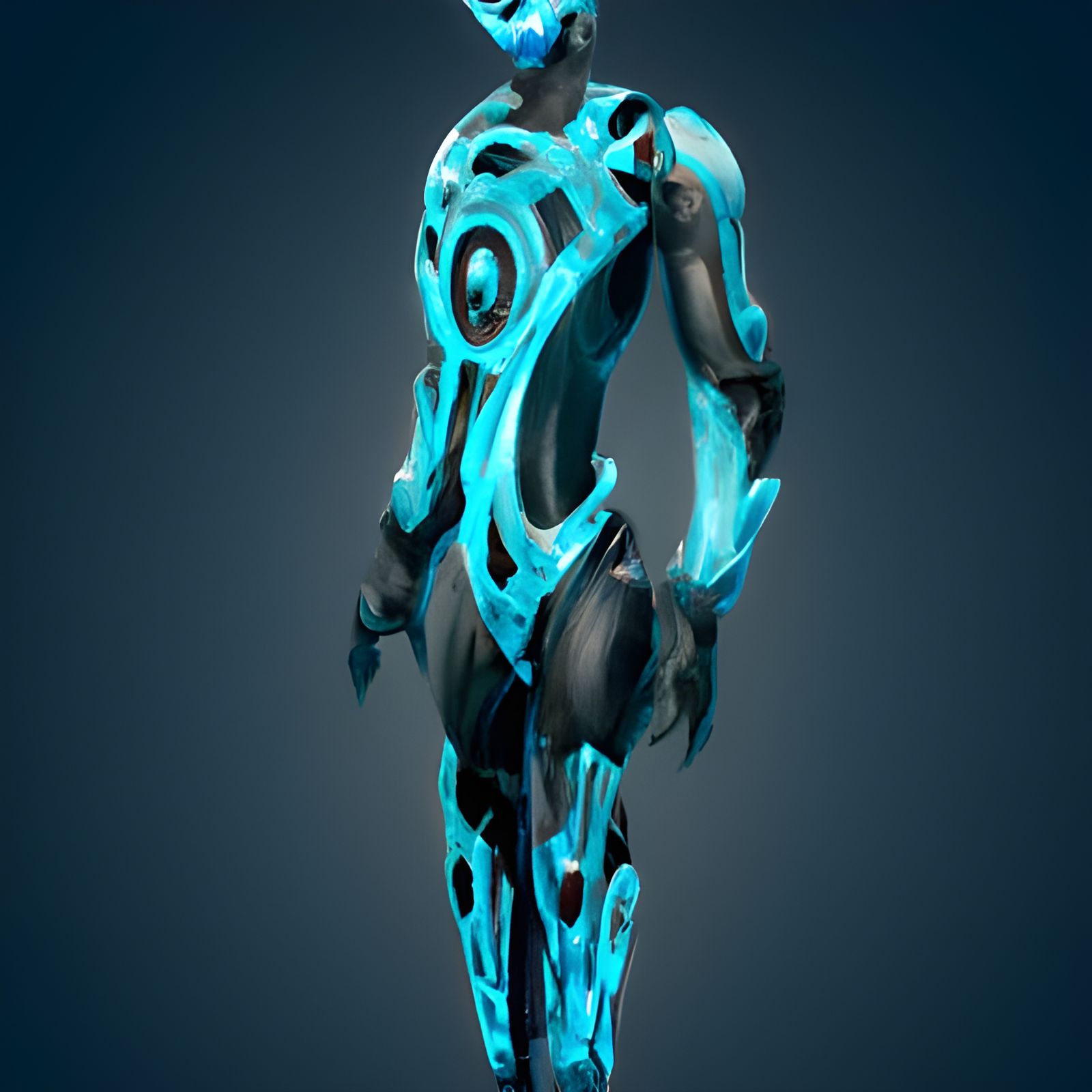 Ethereal Android with Blue Metallic Sheen