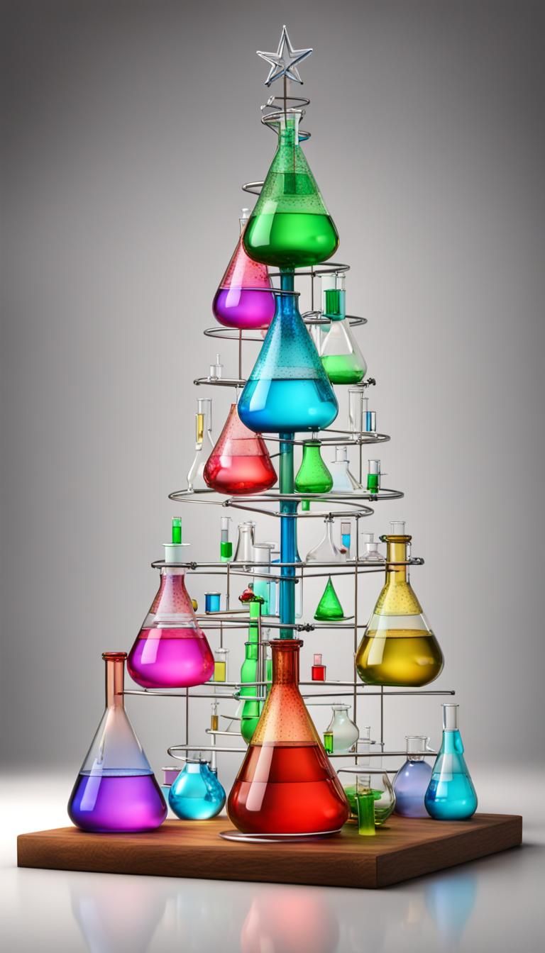 Vibrant 3D Christmas Tree of Colorful Chemistry