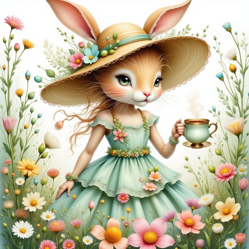 Elegant Easter Bunny Hosts Whimsical Garden Party