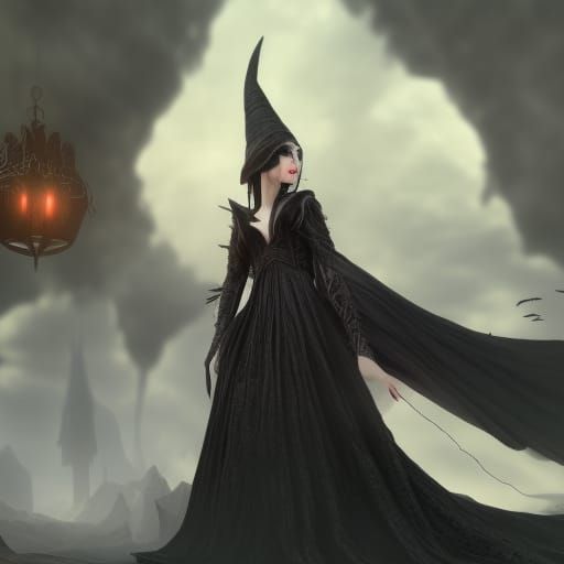 Detailed Matte Painting of an Evil Witch