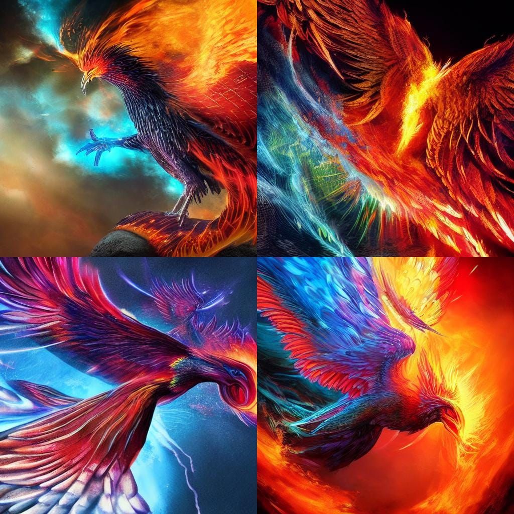 Phoenix Bird Birth: Hyperrealistic Splash Art