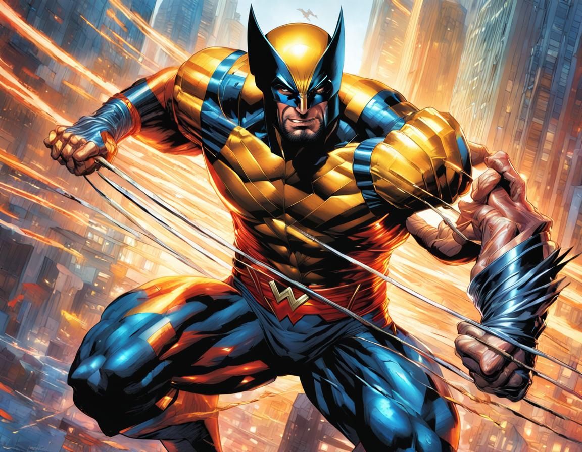 Wonder Woman Wolverine Hybrid Superhero in Digital Painting