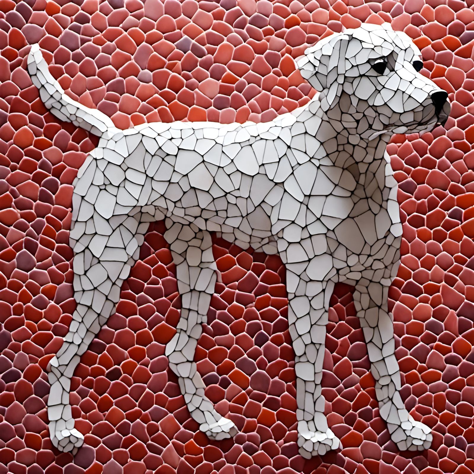 Geometric Marble Dog Figure in 3D