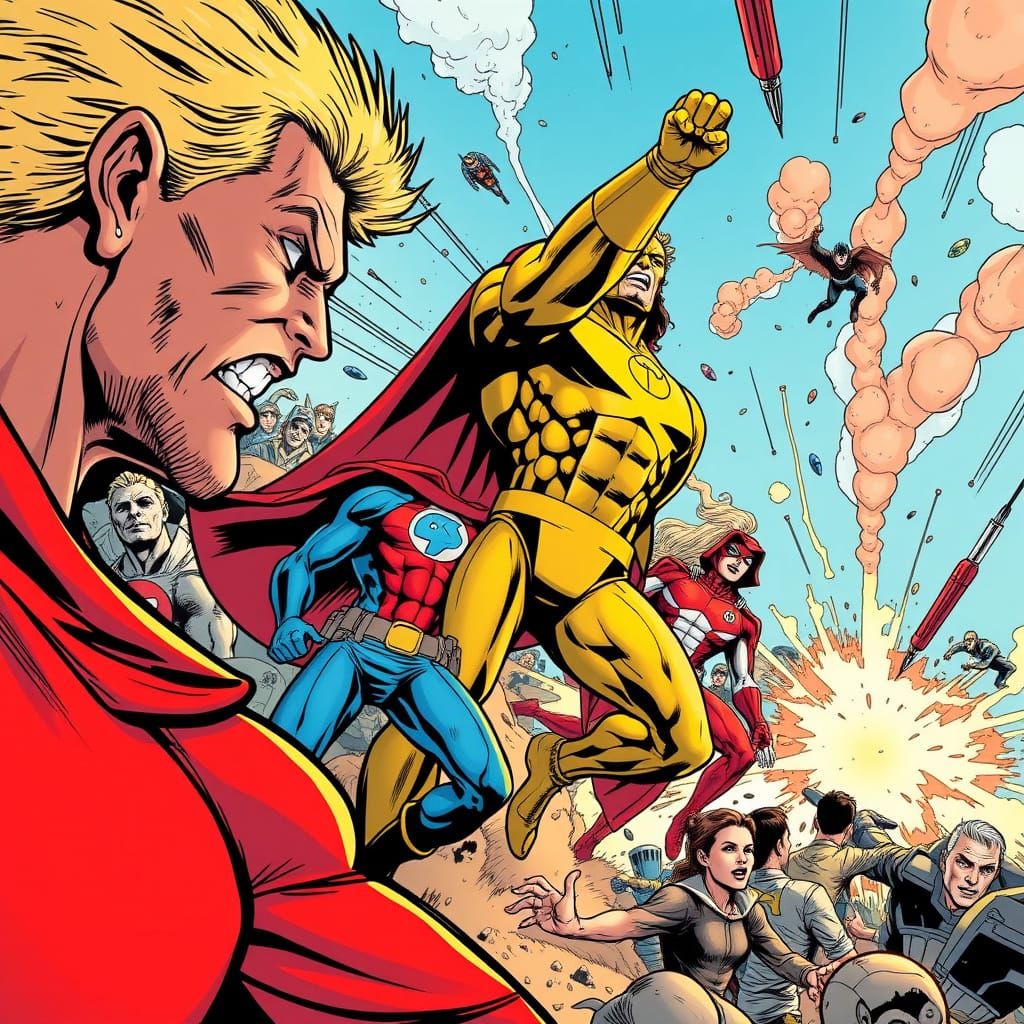 Dynamic Comic Book Scene in Graphic Novel Style