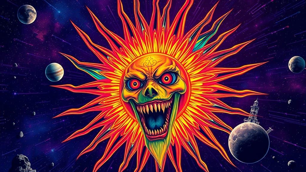 Celestial Horror with Radiant, Swirling Eyes