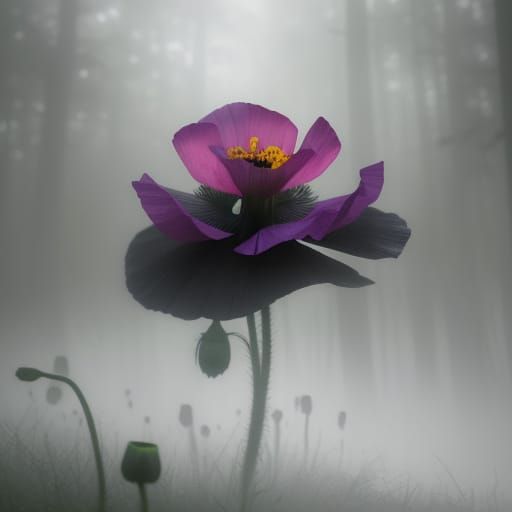 Ethereal Ghostly Bloom in Mystical Forest
