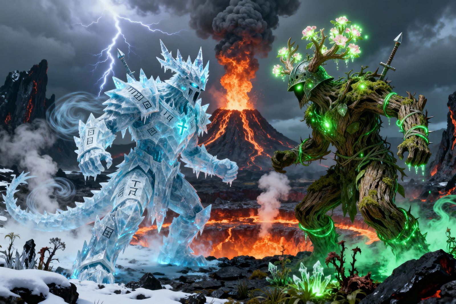 Elemental Gods Clash on Dying World's Volcanic Edge