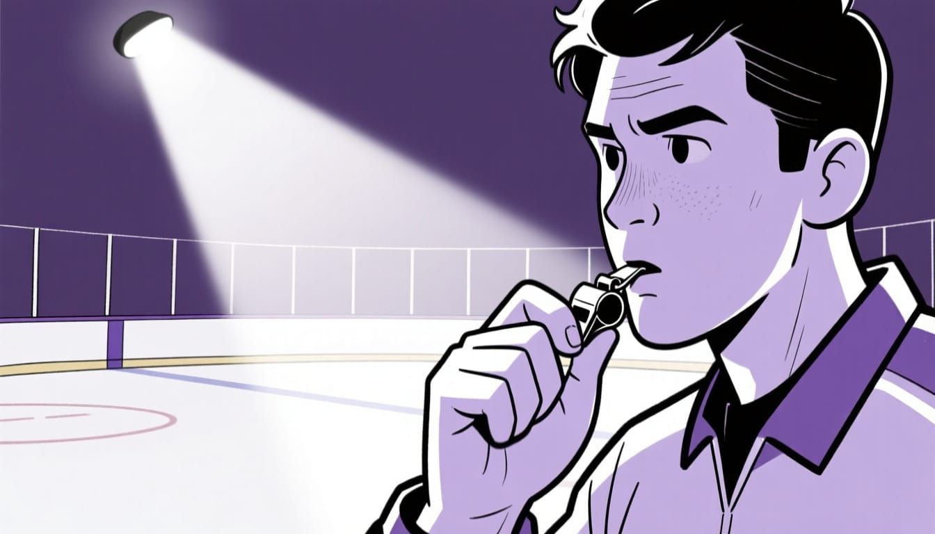 Storyboard Sketch Of Coach With Whistle On Ice Rink