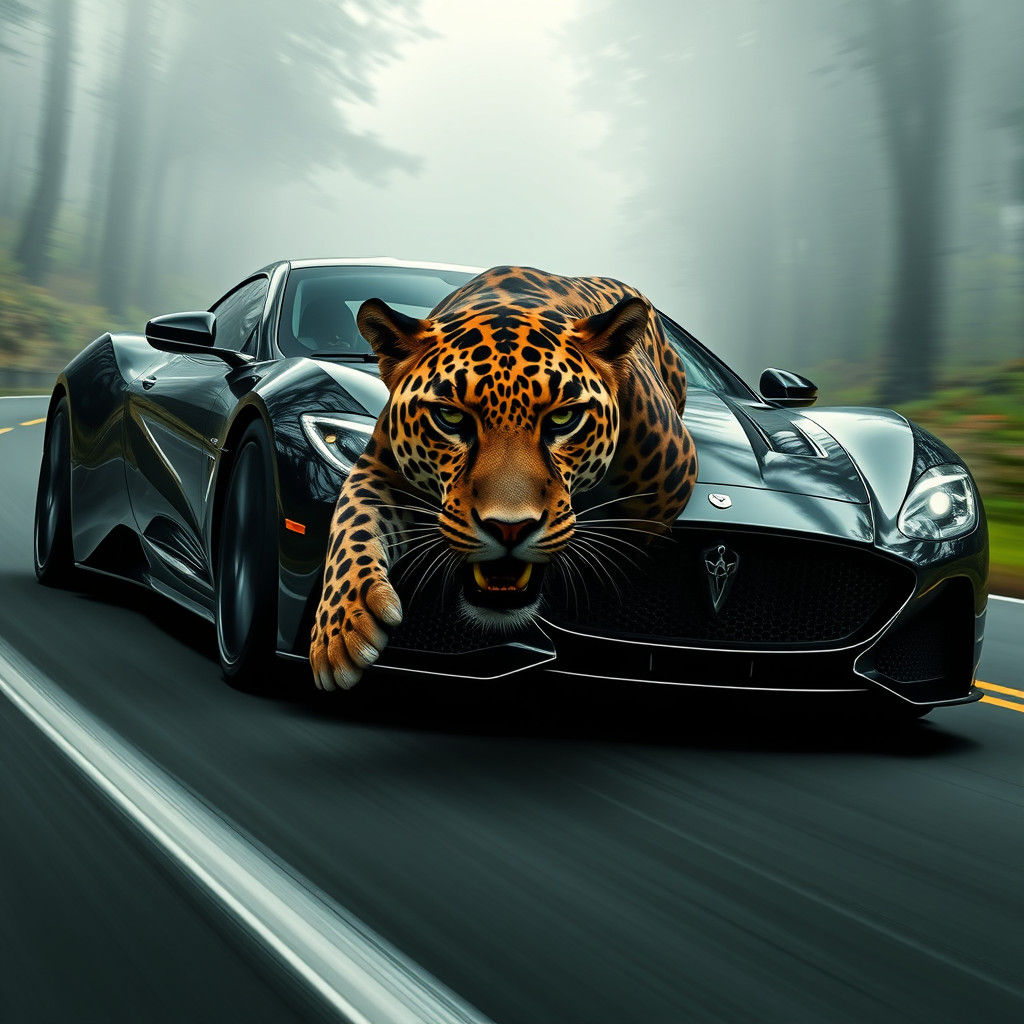 Hyperrealistic Jaguar Sports Car in Motion