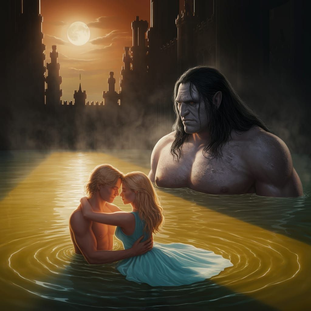 Dark Giant Basks in Moonlit Lake, Surrounded by Love and Mys...