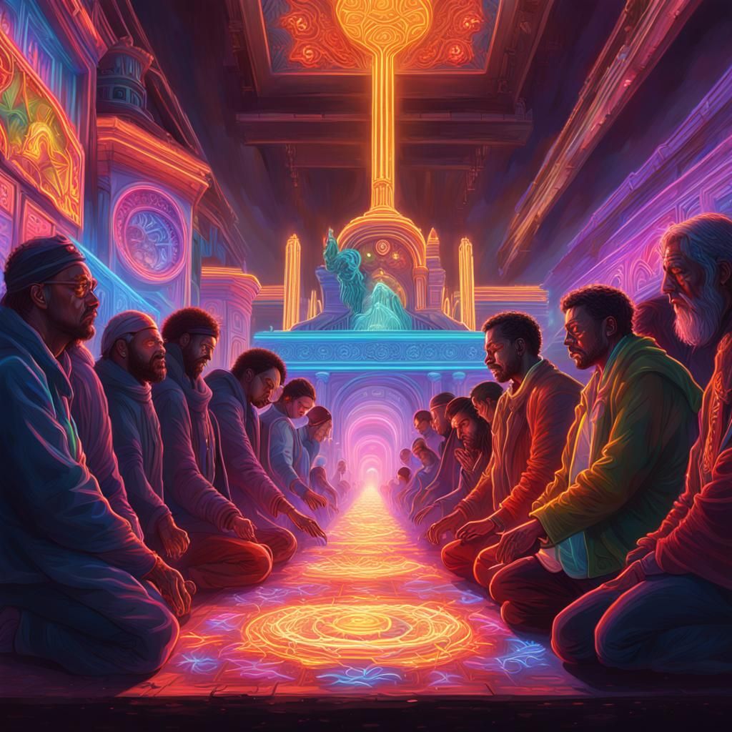 Neon Gods Concept Art in Hyperrealistic Style