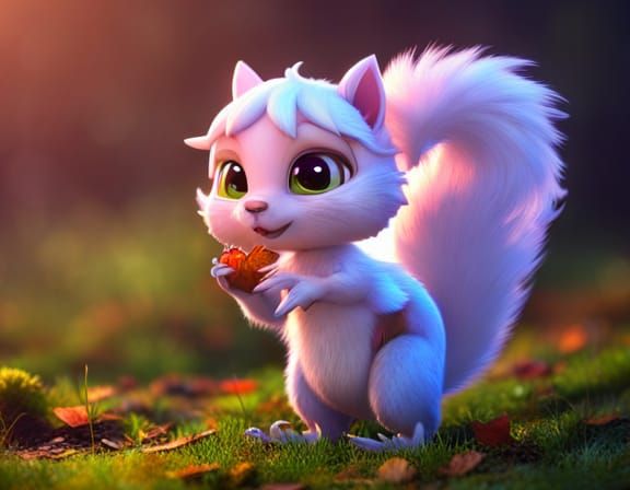 Cute Furry Squirrel with Big Eyes in Winter