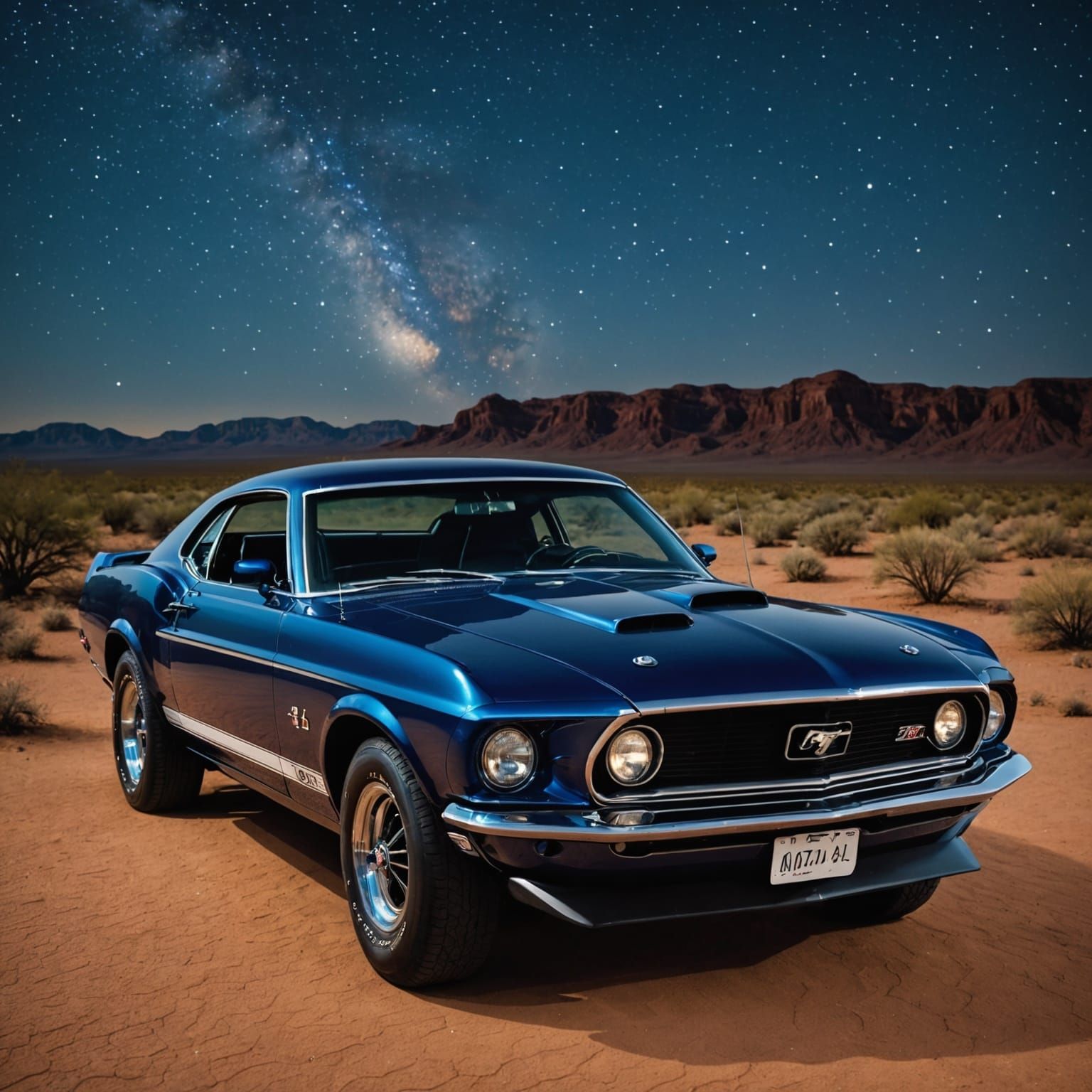 A gleaming 1969 Ford Mustang Boss 429, painted in a deep mid...