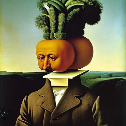 Surreal Portrait Inspired by Arcimboldo and Magritte