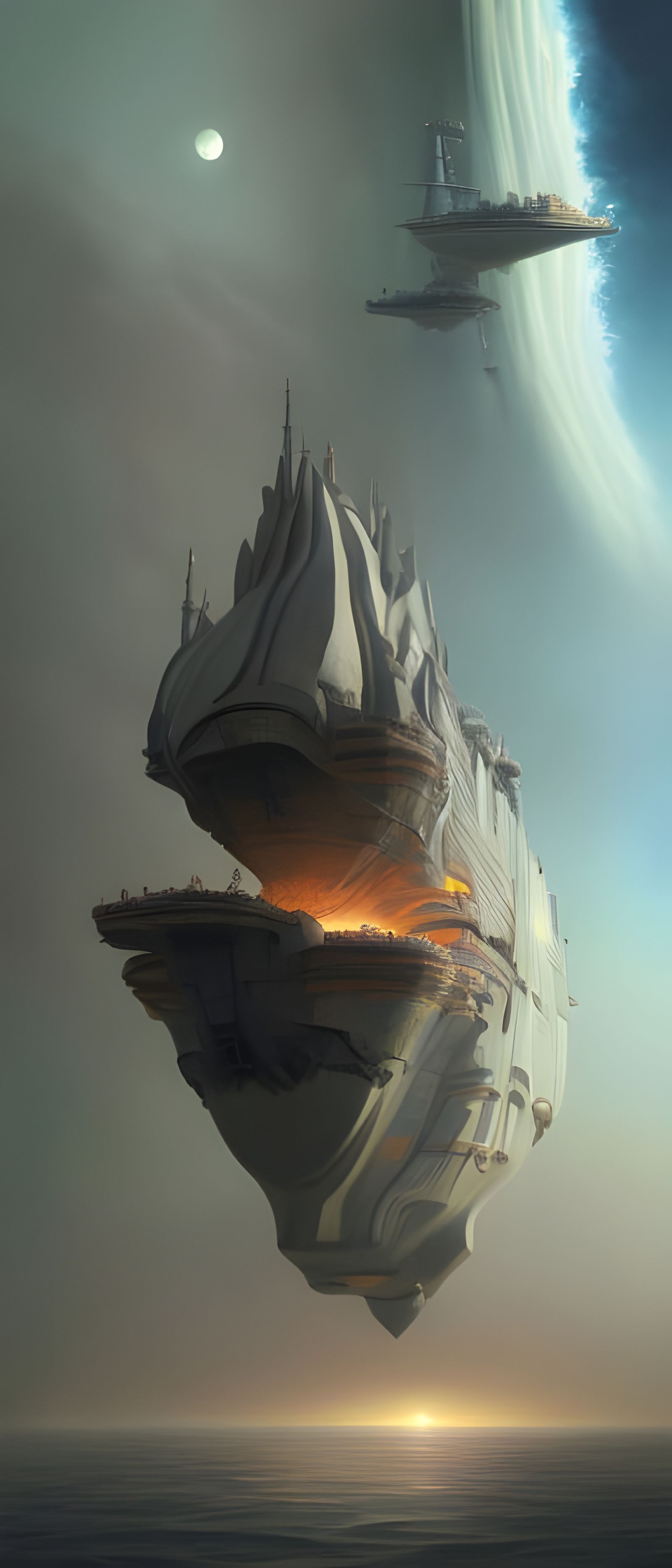 Surreal Floating Sailing Ship: Fantasy Concept Art