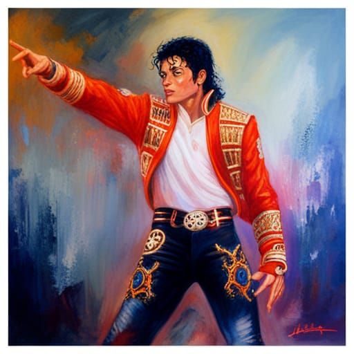 Michael Jackson Moonwalk in Ethereal Landscape Oil Painting