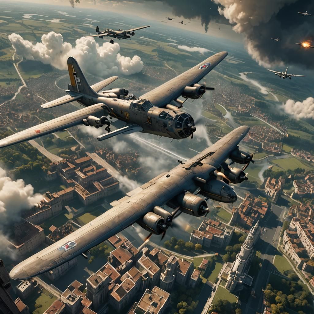 Pope Piloting B17 Bomber in Detailed Matte Painting