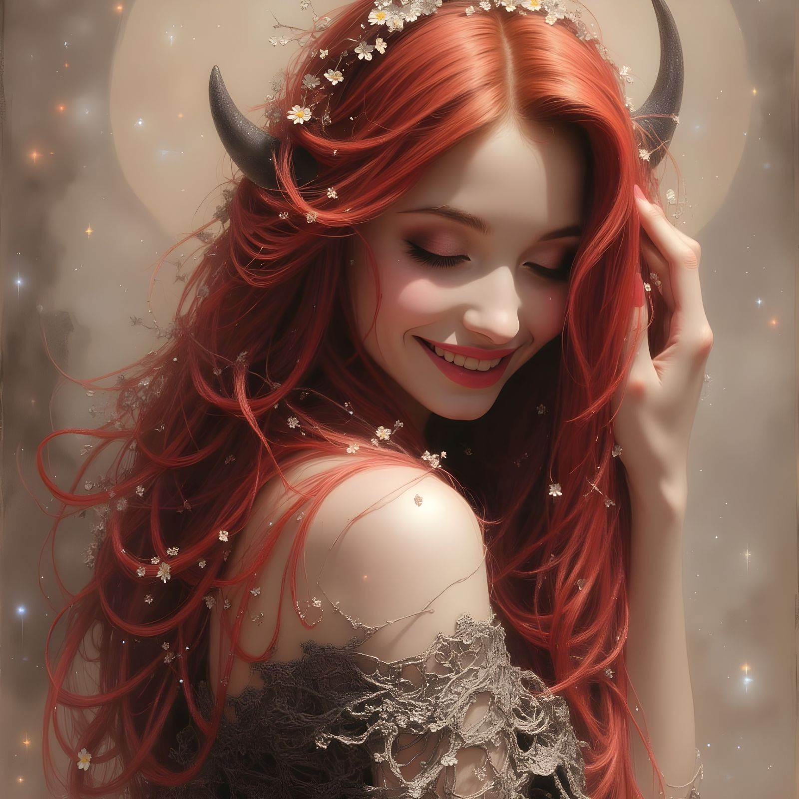 Ethereal Norse Goddess in Charcoal Portrait