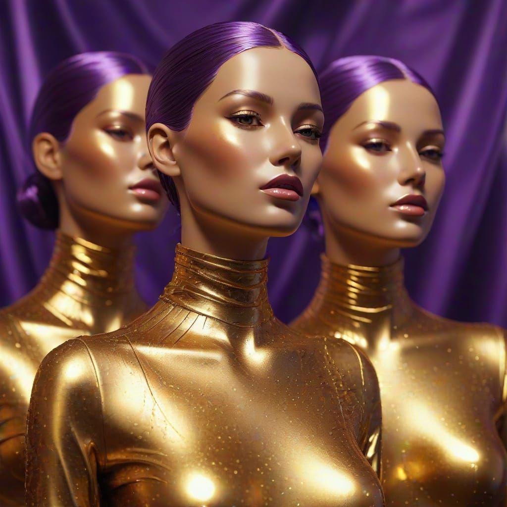 Surreal Oil Paintings of Lavish Mannequins in Vibrant Purple...