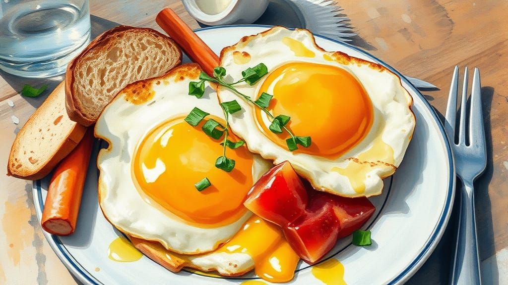 Impressionist Brunch Scene with Thick Gouache Strokes