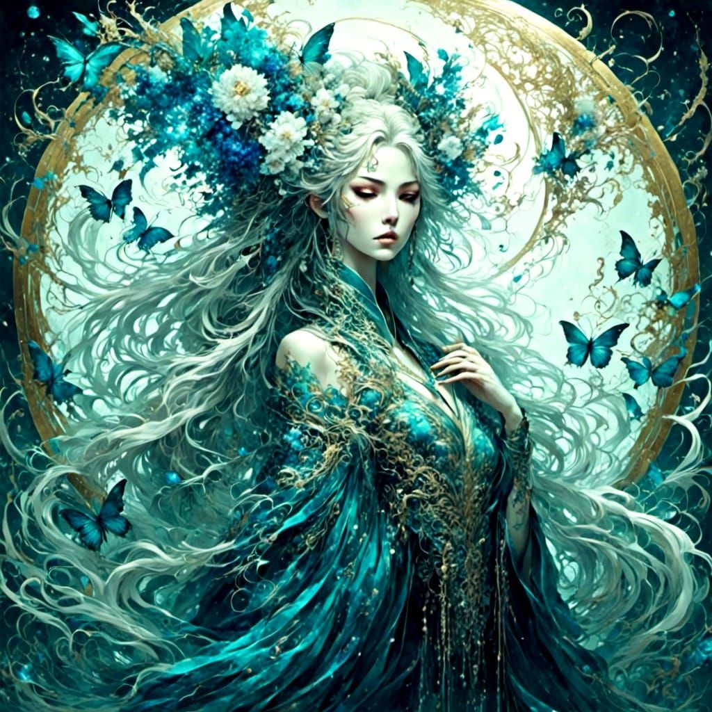 Ice Geisha Moonflower in Whimsical Style